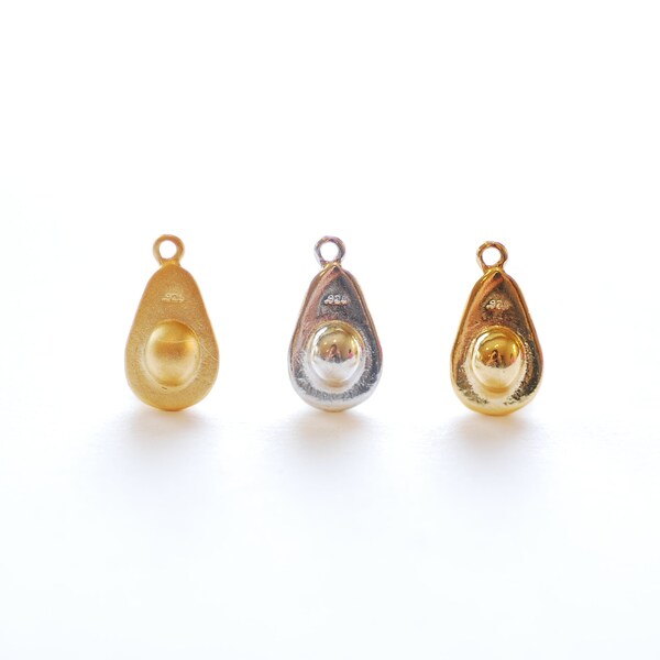 Avocado Fruit Charm- 18k gold plated over 925 Sterling Silver, Half Avocado Charm Pendant, Avocado Pit, Fruit Vegetable Charm, Foodie, 496