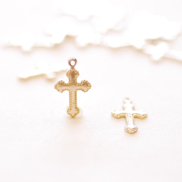 2 pieces 14k Gold Filled Ornate Cross Charm - Gold Filled Rosary Christian Catholic Jesus Small Cross Faith Rope Cross Blank [RELCH24]