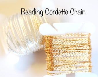 Sterling Silver or 14k Gold Filled Beading Chain .63 Cordette Chain Unfinished Permanent Jewelry Chain Findings Sold by Foot Delicate Chain