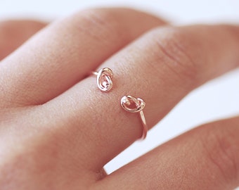 Love knot Ring - Choose 925 Sterling Silver, Gold or Rose gold, Adjustable Ring, Knot Ring, Stacking Ring, Twisted Ring Band, Ring, 516