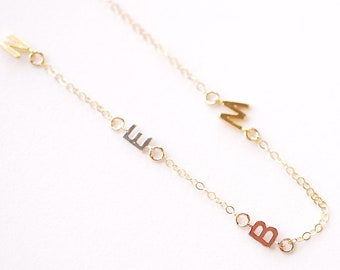Vermeil Gold Letter Connector Charm - 18k gold plated 925 sterling Silver Alphabet Letter Initial Upper Case Connector Link Spacer Charm 534