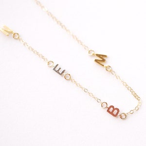 Vermeil Gold Letter Connector Charm - 18k gold plated 925 sterling Silver Alphabet Letter Initial Upper Case Connector Link Spacer Charm 534