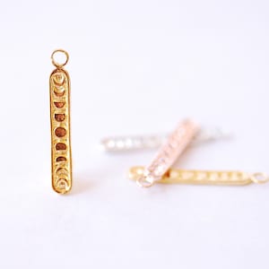Vertical Moon Phase Bar Charm - Vermeil Gold Sterling Silver Eclipse Moon Drop Charm Crescent Moon, Connecter Link, Moon and Star Bar, 522
