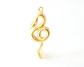 Vermeil Gold or Sterling Silver Snake Charm - Gold Coiled Snake Serpent Reptile Snake Jewelry Animal Charms DIY Jewelry Zodiac [A101]