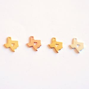 2pcs Texas Heart Charm- Vermeil 22k Gold plated 925 Silver Texas Charm, Tiny Texas Charm, Lone star State charm, Rose Gold Texas Charm, 411