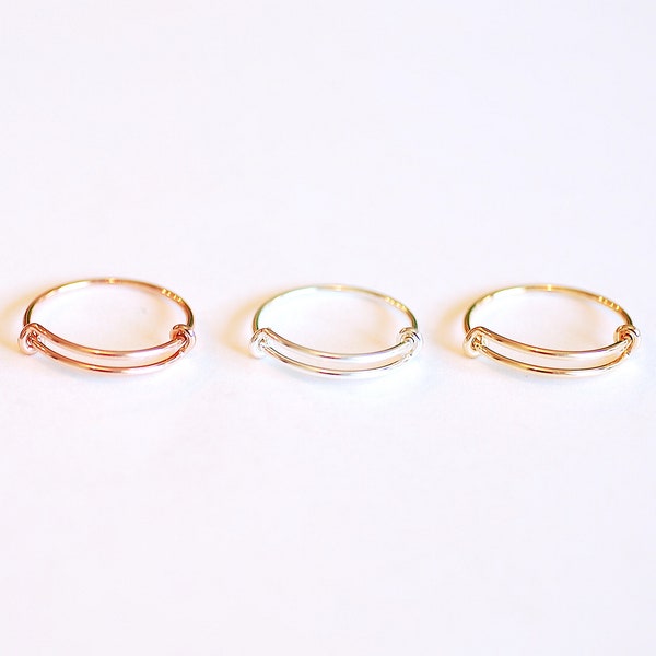 Adjustable Finger Ring- Choose  925 Sterling Silver, 14k Gold Filled, 14k Rose Gold Filled, Ring sizes 6-8, Finger Rings, 1mm, 18ga Wire, 58