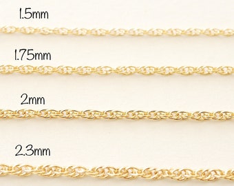 Wholesale Gold Filled  Rope Chain l 1.5mm 1.75mm 2mm 2.3mm Rope Chain Chain Unfinished Sterling Silver