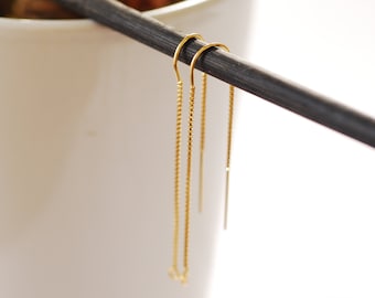 14k Gold Filled U Threader Box Chain Drop Earrings Gold Threader Earrings 3mm Open Ring 3 Inches U Shape Dangle Earring Findings Ear Wires