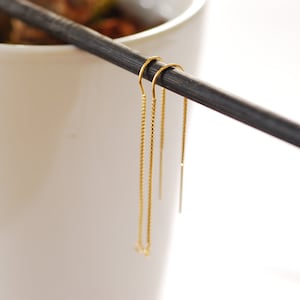 14k Gold Filled U Threader Box Chain Drop Earrings Gold Threader Earrings 3mm Open Ring 3 Inches U Shape Dangle Earring Findings Ear Wires