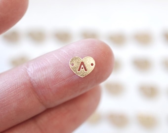 Heart Letter Initial Connector Charm - Gold Filled Sterling Silver Permanent Jewelry Word Alphabet Number Initial Connector [GFCH4-285-336]