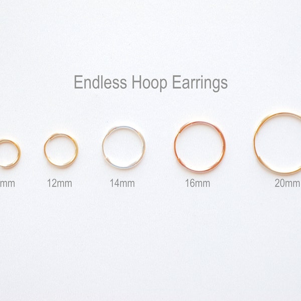 1 pair 14K Gold Filled Endless Hoop Earrings Gold Hoops, 9mm, 12mm, 14mm, 16mm, Gold Filled Huggie Hoop Earrings, Ear Wires, Gold Fill Hoops