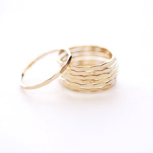 14k Gold Filled Hammered Stacking Ring - Gold Fill Hammered Ring, Dainty Ring, Simple Gold Ring, Midi Knuckle Ring, Gold Ring Band [21]
