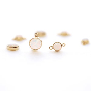 14k Gold Filled Opal Drop Connector l Permanent Jewelry Opal Connector Link Bezel Drop Wholesale Findings 1/20  6mm 4mm Sterling Silver