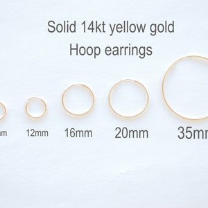 14kt Solid Gold Ear Huggie Hoop Earrings Endless Hoop Earrings Gold Hoops 10mm 12mm 16mm 20mm 35mm Ear Hoop Earrings [Earrings 01]