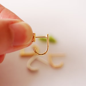 Hook Stud Earrings - Choose 18k Gold or 925 Sterling Silver Bar Stud Hoop Earrings Hug Hoops Ear Huggie Earrings Minimalist Earrings, 526
