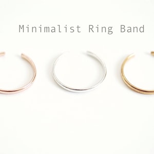 Minimalist Thin Ring Band, Stacking Adjustable Ring Sterling Silver, Gold, Rose Gold, Wedding Band Ring, Simple Everyday Ring Open [383]