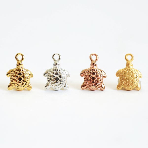 Vermeil Gold Turtle Charm- 22k Gold Plated over Sterling Silver, Rose Gold Turtle, Small Turtle Charm, Hawaiian Honu Turtle, Sea Turtle, 385