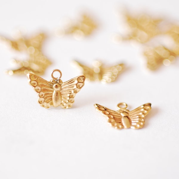 2 PCS 12mm Gold Filled and Sterling Silver Butterfly Charm- Small 14k gold filled or Silver Butterfly Insect Jewelry Making Wholesale Charms