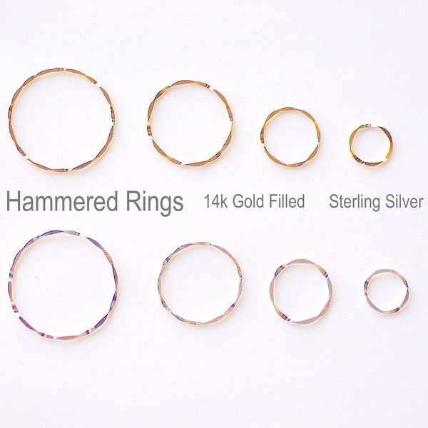 14k Gold Filled or Sterling Silver Hammered Ring Circle  11mm 15mm 21mm 26mm Disc Coin Charm Round Karma Link Connector Spacer