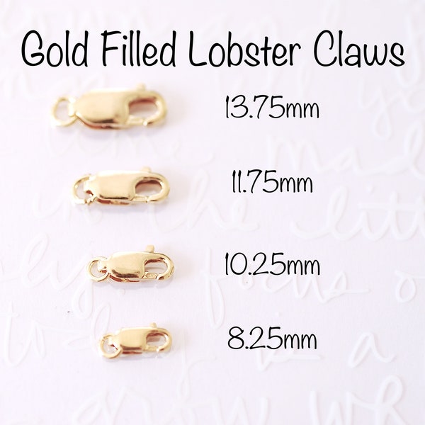 14k Gold Filled Rectangle Lobster Claw Clasps Jewelry Findings Necklace Bracelet Clasps 13.75mm 11.75mm 10.25mm 8.25mm Jump Ring Bulk