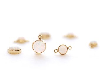 14k Gold Filled Opal Drop Connector l Permanent Jewelry Opal Connector Link Bezel Drop Wholesale Findings 1/20  6mm 4mm Sterling Silver