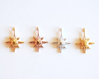 Shiny Vermeil Gold North Star Polaris Charm - 22k Gold plated over 925 Sterling Silver, , astronomy, astrology, Sun, twinkle little star,441