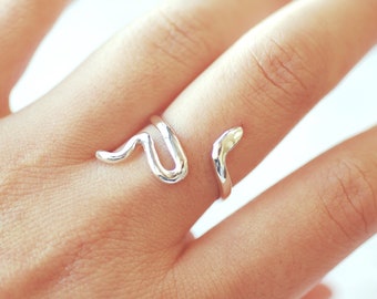 Snake Ring - Snake Wrap Ring, snake jewelry, snake reptile jewelry, Fashion snake ring, Sterling Silver Gold Snake Ring, Adjustable Ring