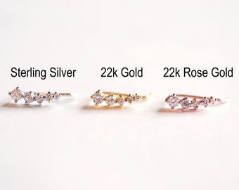 CZ Diamond Ear Climbers, Ear Crawler Earrings, Minimalistic Jewelry, Crystal Ear Climbers, Earcuffs, Gold Ear Pins, Ear Climber Earrings