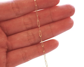 14/20 Gold-Filled and Sterling Silver 2mm Drawn Flat Cable Chain Footage 5x2mm Rectangle Paperclip Chain Permanent Jewelry [ PAP-01 ]