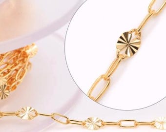 Starburst Paper Clip Chain 2.2 x 2.5mm with 3 Links l Permanent Jewelry Gold Filled Sterling Silver Starburst Diamond Cut Chain [ STA-03 ]