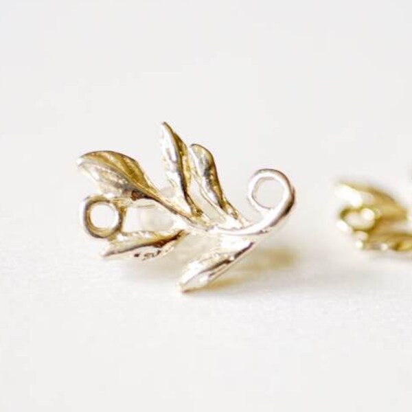 2pcs Sterling Silver Fern Leaf Charm Connector - 925 Silver Flower Leaf Charm Connector, Silver Leaf Charm Connector Spacer Link, 209
