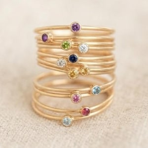 Birthstone Stacking Ring/ Minimal Ring/ Custom Ring/ Birthstone Jewelry/ 14k Gold Filled Ring/ Midi Ring/ Everyday Ring/ Birthstone Ring