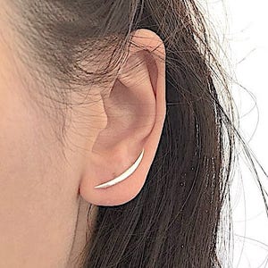 Crescent Moon Ear Climbers- Moon Earrings, Silver Ear Crawlers, Ear Climbers, Half Moon Earrings, Moon Ear Cuff, Moon Ear Crawler Earrings