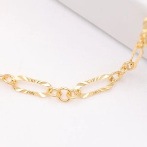 Gold Filled 2mm x 6mm Starburst Paperclip Chain, Diamond Cut, Bulk DIY Spool Jewelry Making Chain, Sunburst Chain Permanent Jewelry [STA-04]