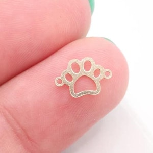14k Gold Filled Dog Paw Print Outline Charm - Permanent Jewelry Wholesale Gold Filled Sterling Silver Animal Paw Print Connector [GFCH4-226]