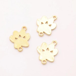 Dog Paw Connector Charm 18k Gold plated over 925 Sterling Silver  l Permanent Jewelry Doggy Pet Paw Link [ 612 ]