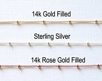 Pague a pie 14K Gold Filled, 14k Rose Gold Filled o Sterling Silver Satellite Curb Ball Beaded Chain, Wholesale Satellite Gold Filled Chain
