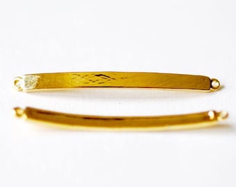 Shiny Vermeil Gold Curved Bracelet Bar Connector Charm- 18k gold plated over Sterling Silver Bracelet Plate, Gold Bracelet Bar Blanks Plate