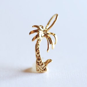 Oro Vermeil oro tropicale Palm Tree Charm ciondolo - 18K lucido placcato in argento Sterling, oro albero di cocco, oro Pine Tree fascino, 273