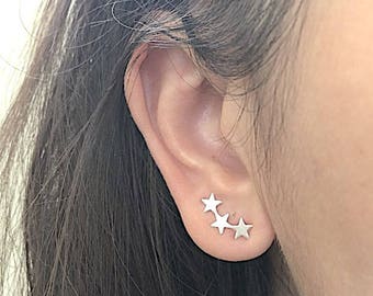 Sterling Silver Star Ear Climber, Star ear crawlers, ear climber earrings, ear crawler earrings, ear pins, star earrings, ear sweeps, Studs
