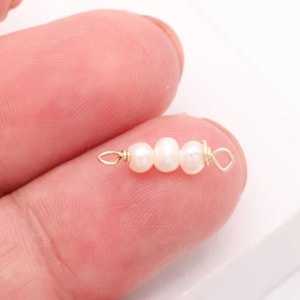 Button Pearl Connector Charm, Gold-Filled, 34mm x 3mm, Wire Wrapped Pearl, Bulk DIY Wholesale Jewelry Making Charm