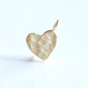 Matte Vermeil Gold Hammered Heart Charm- 22k gold plated Sterling Silver Heart Charm Pendant, Gold Heart, Stamping Heart, Dangle Heart, 43