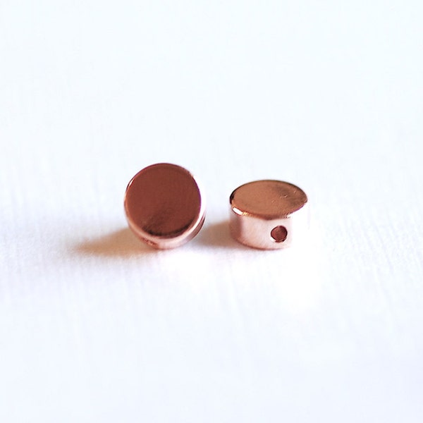 6mm Rosa Rose Gold Vermeil flache runde Kreis Perlen - 18k rose Gold über Sterlingsilber Schwerpunkt Perlen, flache Scheibe, Gold Runde Spacer, 47