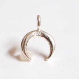 2pcs Sterling Silver Crescent Moon Charm- 925 Sterling Silver, Double Horn Charm, Silver Half Moon, Tiny Crescent Charm, Silver Moon, 274