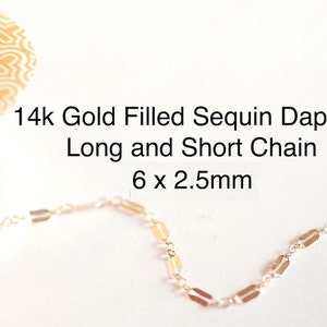 14/20 GF 2.5mm Long and Short Dapped Sequin Chain, 14k Gold Filled Sequin Chain, razor blade chain, 14k gf choker chain, chain by foot