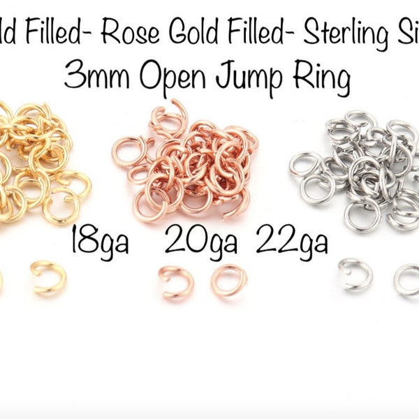 25 PIECES 14k Gold Filled OPEN Click and Lock Jump Rings 3mm 22gauge 20gauge 18gauge Open Jump Rings O Ring Jewelry Findings Links