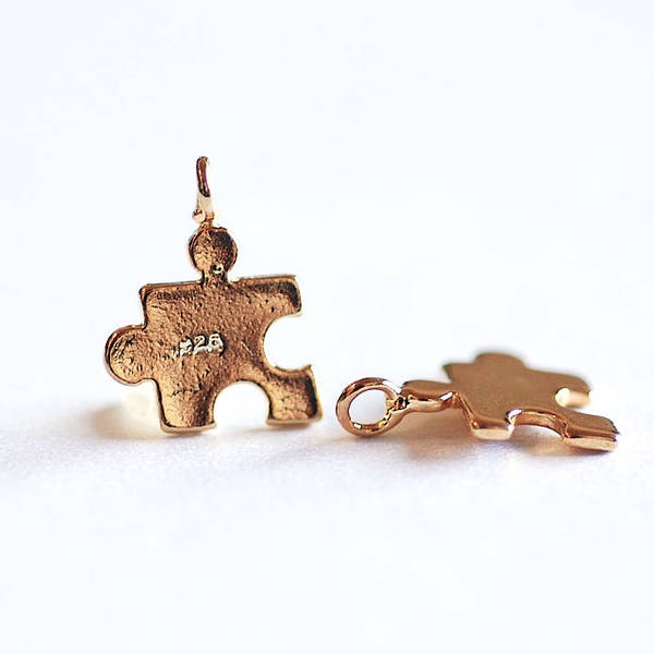 Gold Puzzle Piece Charm- 22k Gold Autism Puzzle Charm Pendant, Small Puzzle Pieces, Gold Puzzle Piece Charm, Puzzle Beads, Jigsaw Charm, 329