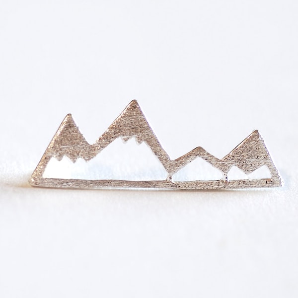 Sterling Silver Mountain Range Connector Charm- 925 Sterling Silver Mountain Peak Connector Charm, Hiking Charm, Snow Mountain, Nature, 318