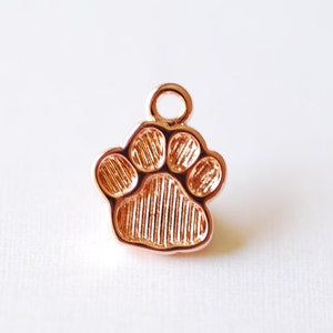Vermeil Rose Gold Dog Paw Foot Print Charm- 18k gold plated over sterling silver dog paw, gold doggy paw charm pendant, gold dog tag, 206