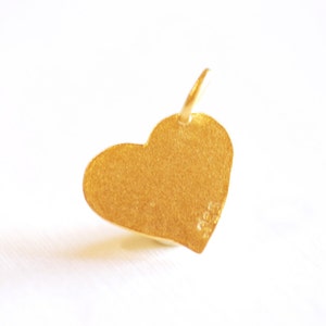 Matte Vermeil Gold Hammered Heart Charm- 18k gold plated Sterling Silver Heart Charm Pendant, Gold Flat Heart, Stamping Heart, Curvy, 277